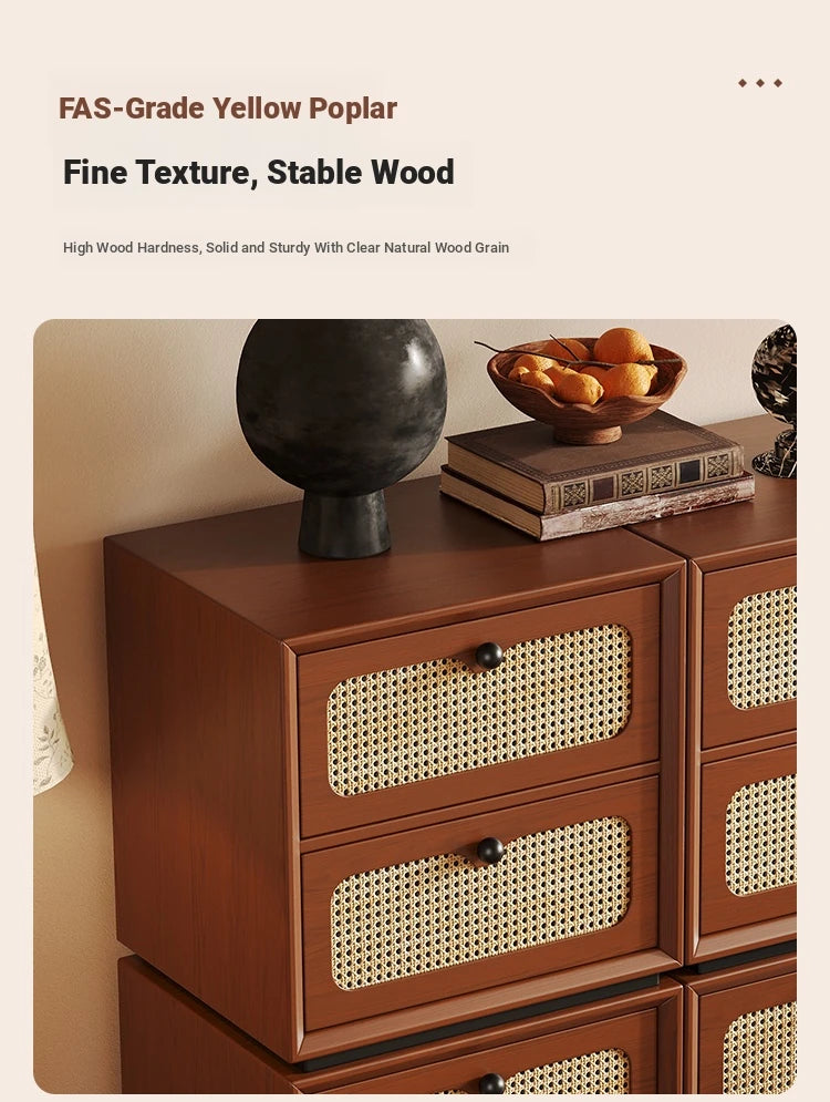 Solid Wood Ash Cabinet with Rattan Weaving - Stylish Storage Solution for Modern Interiors hsms-4922