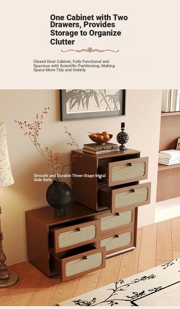 Solid Wood Ash Cabinet with Rattan Weaving - Stylish Storage Solution for Modern Interiors hsms-4922