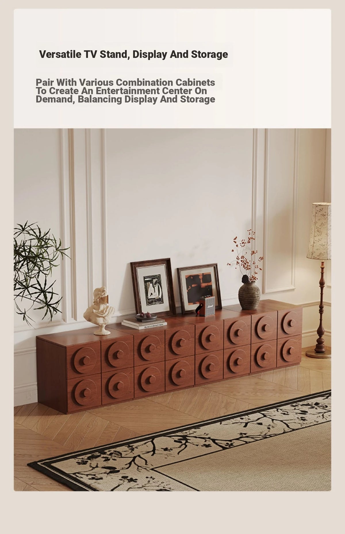 Stylish Multi-Layer Board Cabinet with Unique Circular Design - Modern Storage Solution for Your Home hsms-4925