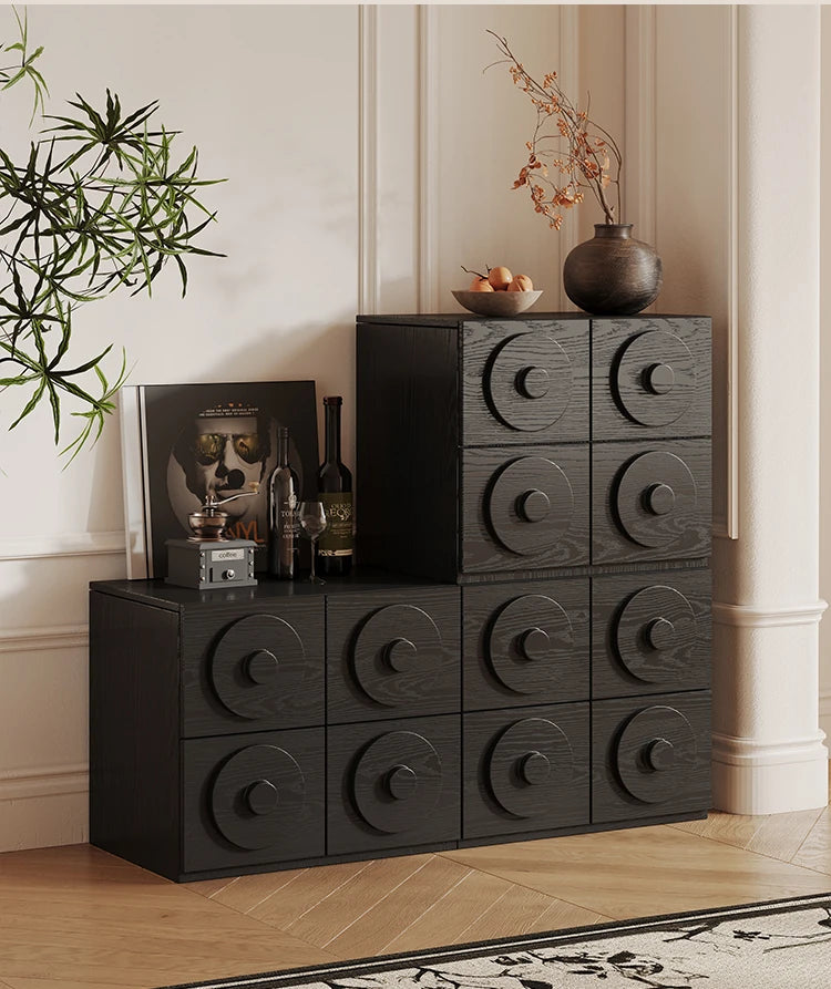 Stylish Multi-Layer Board Cabinet with Unique Circular Design - Modern Storage Solution for Your Home hsms-4925