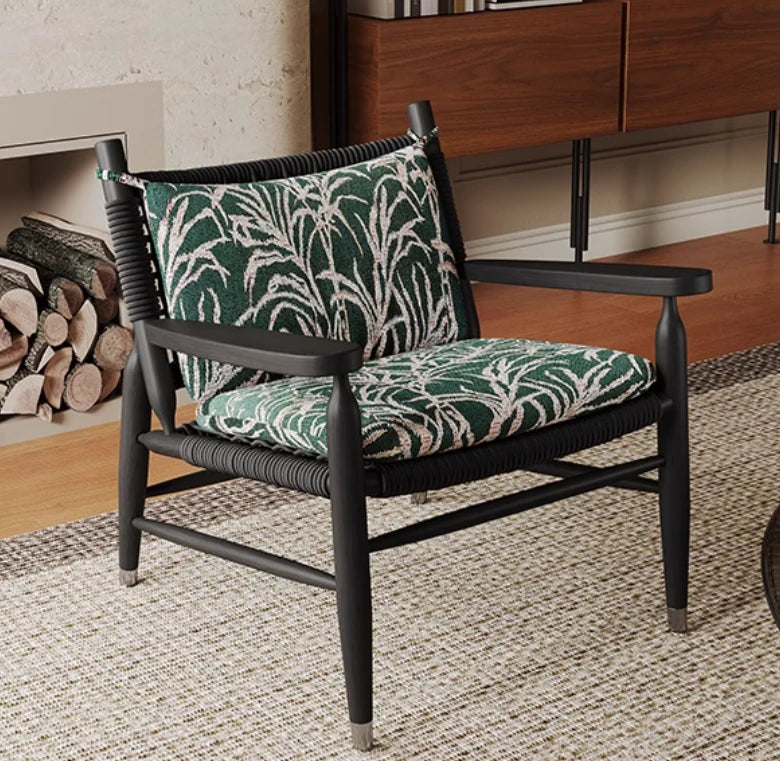Stylish Ash Wood Accent Chair with Cowhide Leather Cushion - Perfect for Modern Living Rooms! hsms-4926