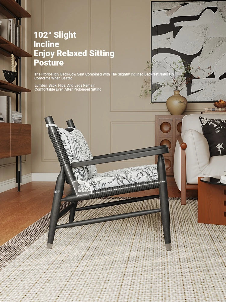 Stylish Ash Wood Accent Chair with Cowhide Leather Cushion - Perfect for Modern Living Rooms! hsms-4926