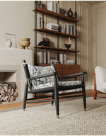Stylish Ash Wood Accent Chair with Cowhide Leather Cushion - Perfect for Modern Living Rooms! hsms-4926