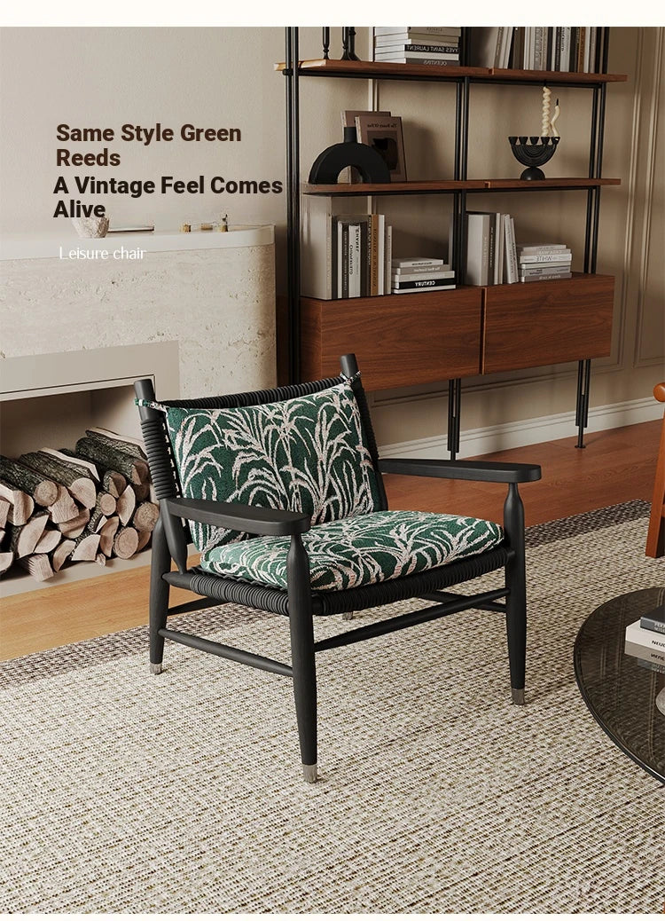 Stylish Ash Wood Accent Chair with Cowhide Leather Cushion - Perfect for Modern Living Rooms! hsms-4926