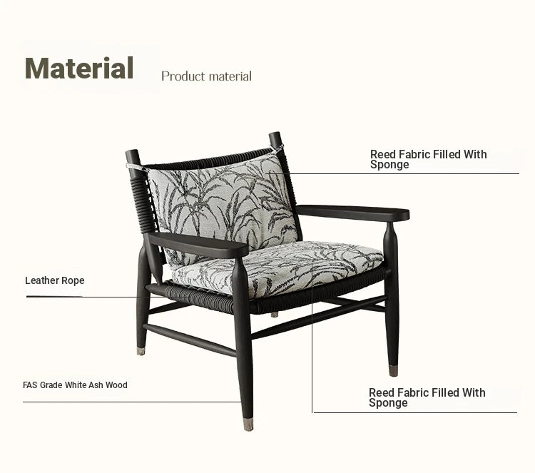 Stylish Ash Wood Accent Chair with Cowhide Leather Cushion - Perfect for Modern Living Rooms! hsms-4926