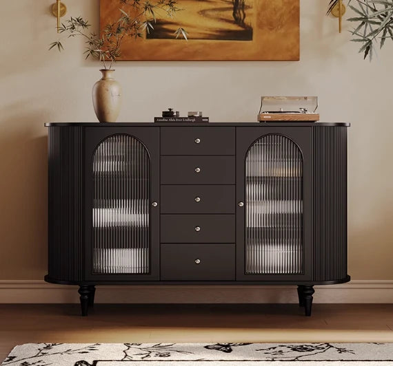 Elegant Solid Wood Cabinet with Glass and Ceramic Accents – Modern Storage Solution for Stylish Interiors hsms-4927