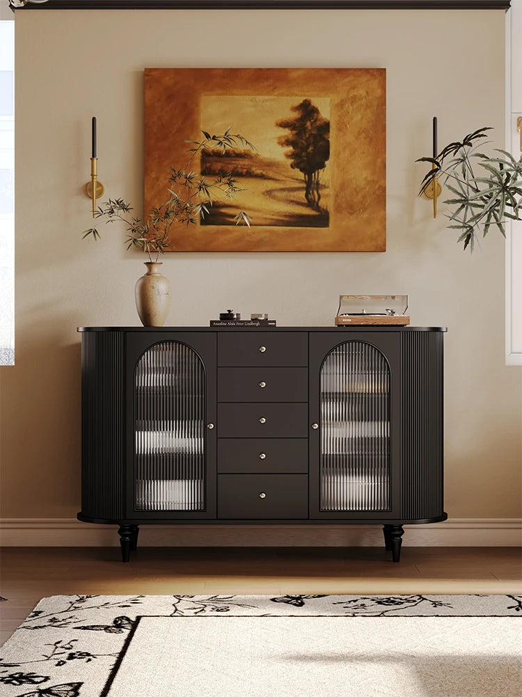 Elegant Solid Wood Cabinet with Glass and Ceramic Accents – Modern Storage Solution for Stylish Interiors hsms-4927