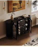 Elegant Solid Wood Cabinet with Glass and Ceramic Accents – Modern Storage Solution for Stylish Interiors hsms-4927