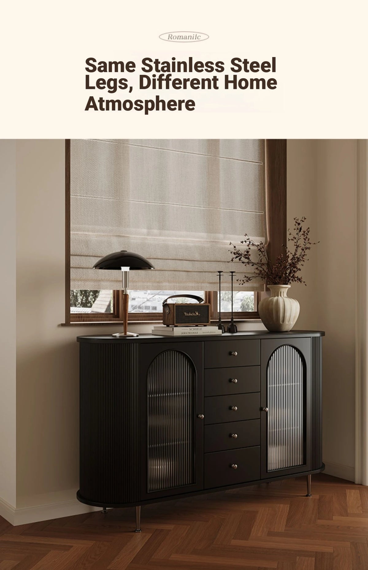 Elegant Solid Wood Cabinet with Glass and Ceramic Accents – Modern Storage Solution for Stylish Interiors hsms-4927
