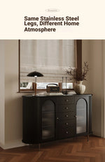 Elegant Solid Wood Cabinet with Glass and Ceramic Accents – Modern Storage Solution for Stylish Interiors hsms-4927