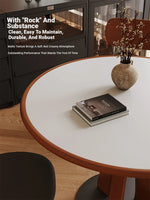 Stylish Solid Wood and Ceramic Sintered Stone Round Dining Table for Modern Interiors hsms-4929