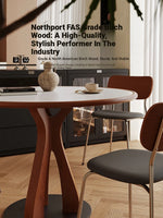 Stylish Solid Wood and Ceramic Sintered Stone Round Dining Table for Modern Interiors hsms-4929