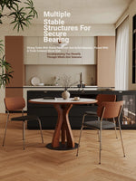 Stylish Solid Wood and Ceramic Sintered Stone Round Dining Table for Modern Interiors hsms-4929