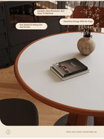 Stylish Solid Wood and Ceramic Sintered Stone Round Dining Table for Modern Interiors hsms-4929