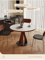 Stylish Solid Wood and Ceramic Sintered Stone Round Dining Table for Modern Interiors hsms-4929