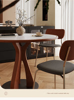 Stylish Solid Wood and Ceramic Sintered Stone Round Dining Table for Modern Interiors hsms-4929