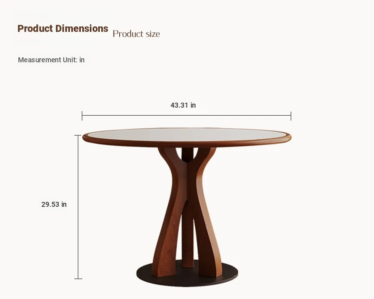 Stylish Solid Wood and Ceramic Sintered Stone Round Dining Table for Modern Interiors hsms-4929