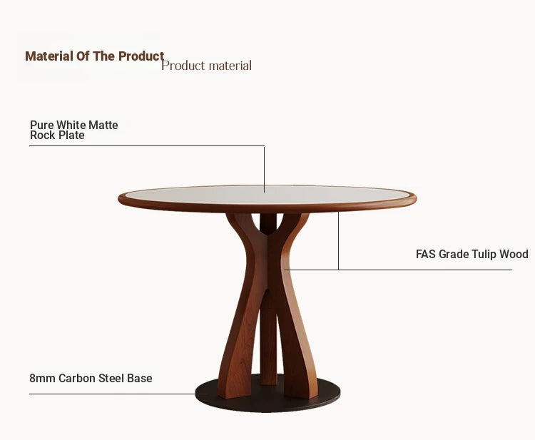 Stylish Solid Wood and Ceramic Sintered Stone Round Dining Table for Modern Interiors hsms-4929
