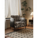 Stylish Pine Techno Fabric Cotton-Ramie Accent Chair for Modern Living Room Decor hsms-4930