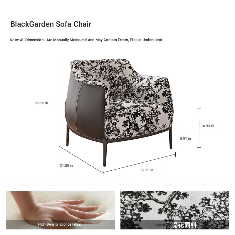 Stylish Pine Techno Fabric Cotton-Ramie Accent Chair for Modern Living Room Decor hsms-4930