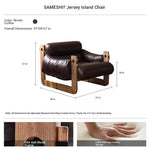 Stylish Ash Wood Armchair with Down Stuffing, Premium Cowhide Leather, and Synthetic Leather Upholstery for Modern Living Spaces hsms-4931