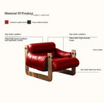 Stylish Ash Wood Armchair with Down Stuffing, Premium Cowhide Leather, and Synthetic Leather Upholstery for Modern Living Spaces hsms-4931
