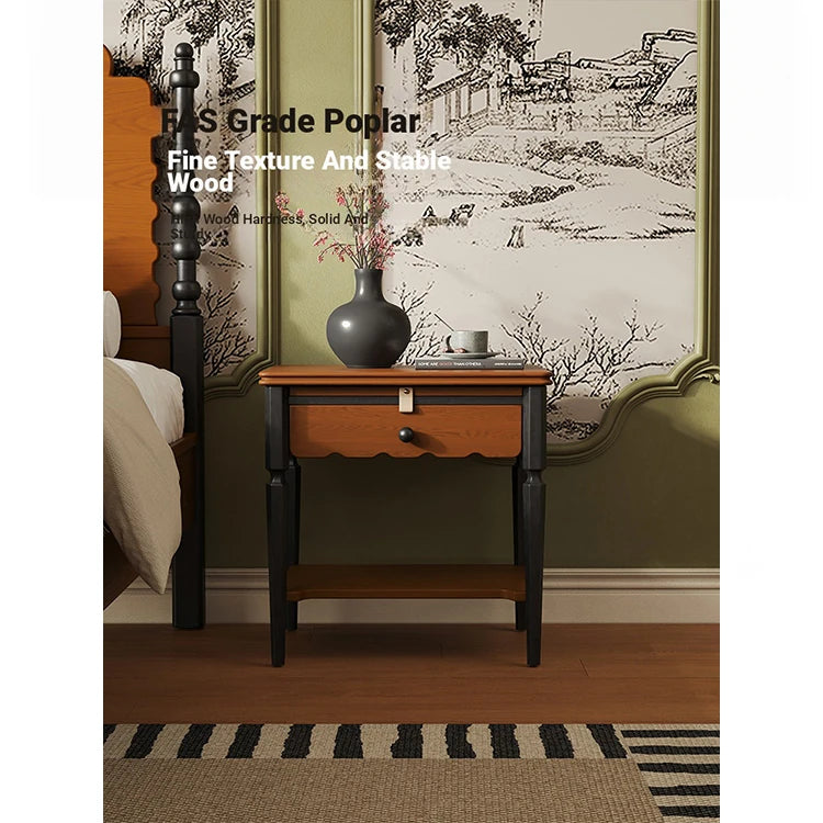 Elegant Solid Wood Bedside Cupboard with Storage Drawer and Bottom Shelf – Perfect for Bedroom Decor hsms-4932