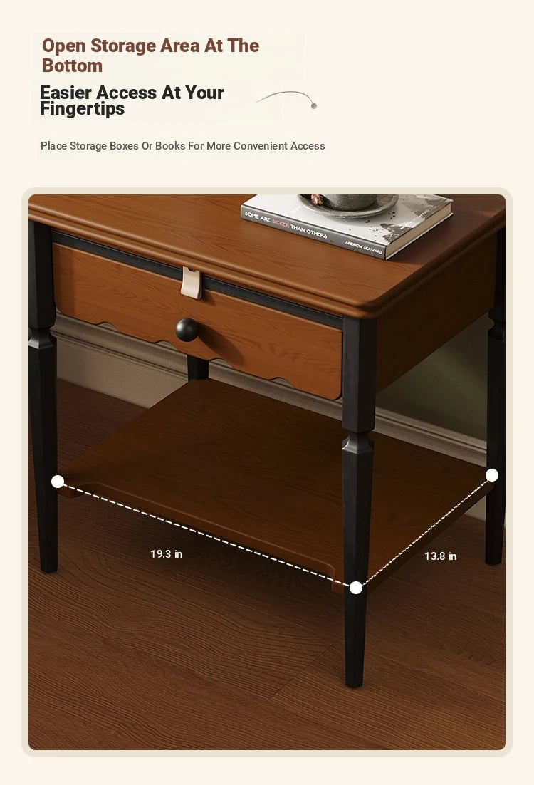 Elegant Solid Wood Bedside Cupboard with Storage Drawer and Bottom Shelf – Perfect for Bedroom Decor hsms-4932