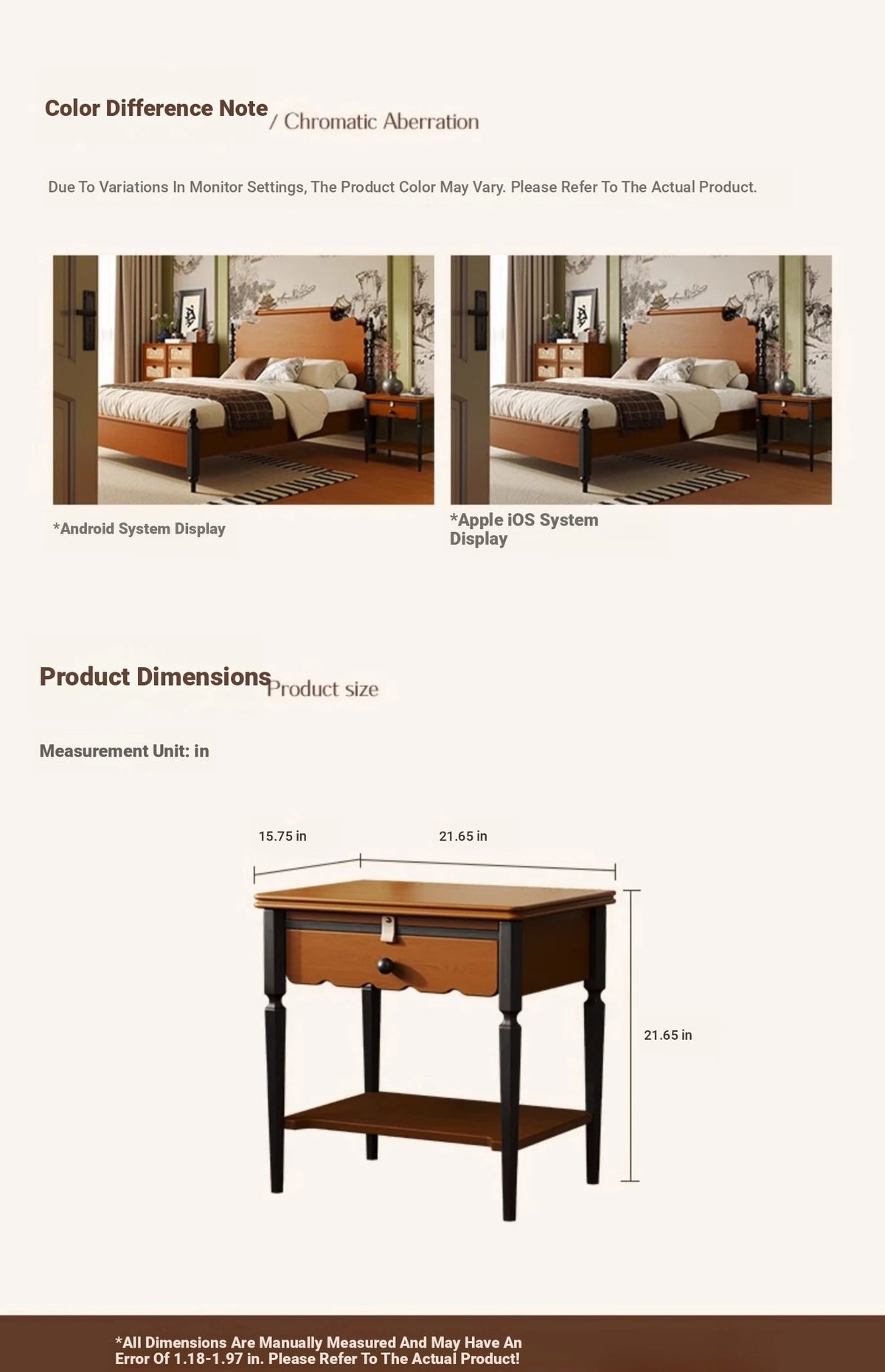 Elegant Solid Wood Bedside Cupboard with Storage Drawer and Bottom Shelf – Perfect for Bedroom Decor hsms-4932