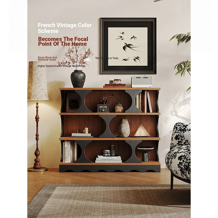 Stylish Multi-Layer Board Cabinet Bookcase - Modern Design with Unique Curved Shelves for Living Room & Home Decor hsms-4933