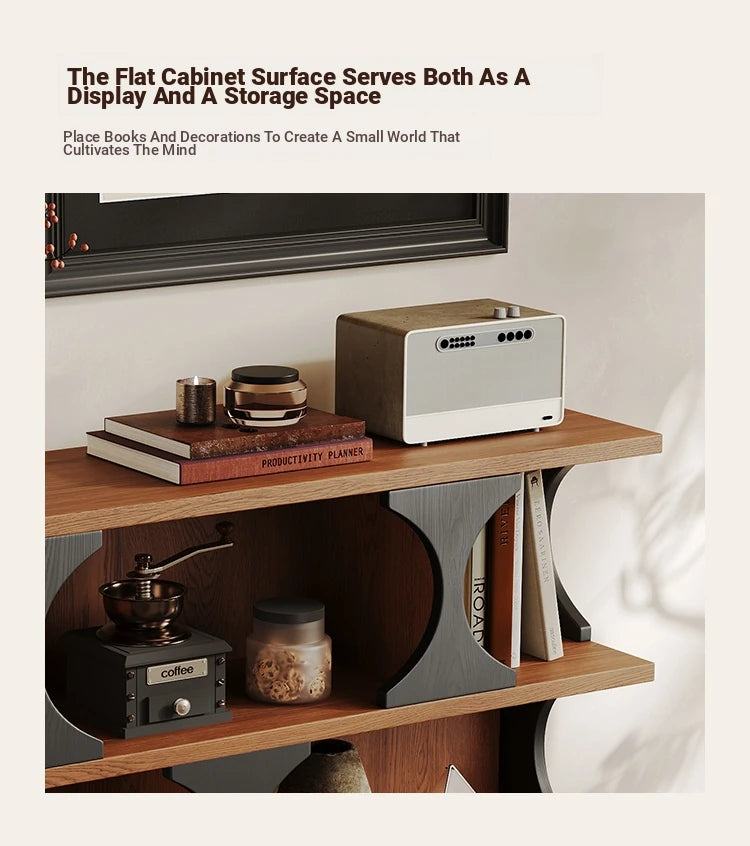 Stylish Multi-Layer Board Cabinet Bookcase - Modern Design with Unique Curved Shelves for Living Room & Home Decor hsms-4933