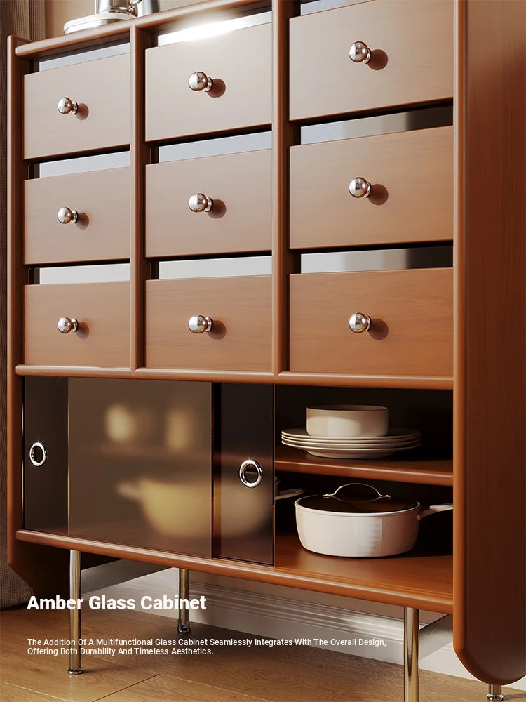 Stylish Solid Wood Cabinet with Tempered Glass Doors - Ideal Storage Solution for Home Decor hsms-4935