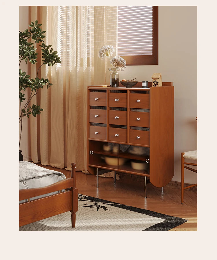 Stylish Solid Wood Cabinet with Tempered Glass Doors - Ideal Storage Solution for Home Decor hsms-4935