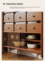 Stylish Solid Wood Cabinet with Tempered Glass Doors - Ideal Storage Solution for Home Decor hsms-4935