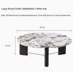 Elegant Ash Wood and Marble Coffee Table with Tempered Glass - Modern Living Room Accent hsms-4936