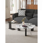 Elegant Ash Wood and Marble Coffee Table with Tempered Glass - Modern Living Room Accent hsms-4936