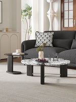 Elegant Ash Wood and Marble Coffee Table with Tempered Glass - Modern Living Room Accent hsms-4936