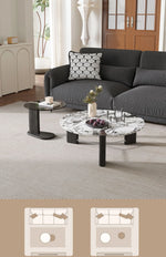 Elegant Ash Wood and Marble Coffee Table with Tempered Glass - Modern Living Room Accent hsms-4936