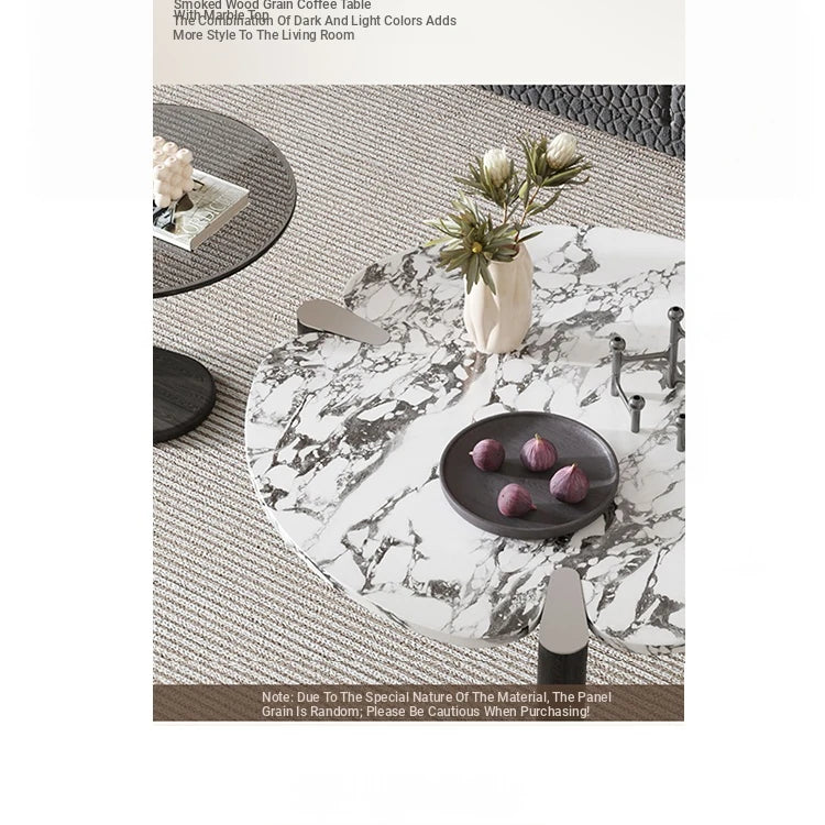Elegant Ash Wood and Marble Coffee Table with Tempered Glass - Modern Living Room Accent hsms-4936