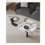 Elegant Ash Wood and Marble Coffee Table with Tempered Glass - Modern Living Room Accent hsms-4936