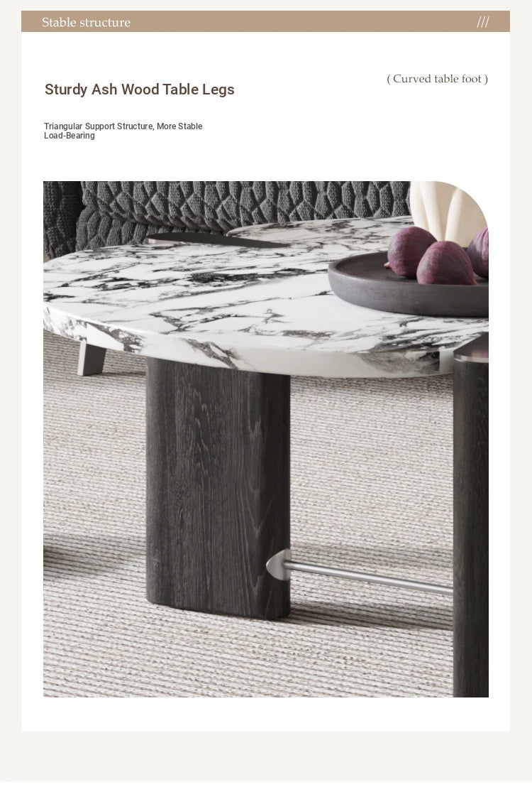 Elegant Ash Wood and Marble Coffee Table with Tempered Glass - Modern Living Room Accent hsms-4936