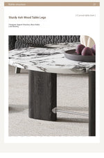 Elegant Ash Wood and Marble Coffee Table with Tempered Glass - Modern Living Room Accent hsms-4936