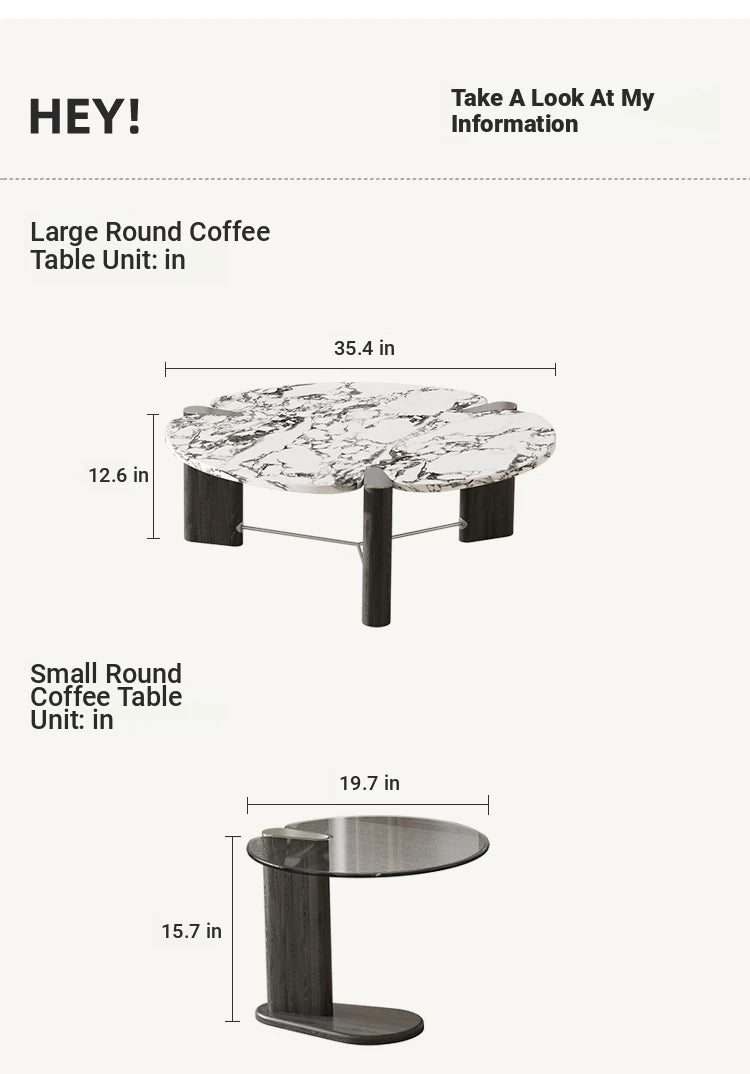 Elegant Ash Wood and Marble Coffee Table with Tempered Glass - Modern Living Room Accent hsms-4936
