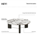 Elegant Ash Wood and Marble Coffee Table with Tempered Glass - Modern Living Room Accent hsms-4936