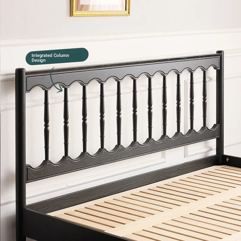 Stylish Red Oak Pine Bed Frame with Elegant Headboard – Perfect Blend of Comfort and Chic Design for Your Bedroom hsxz-2157