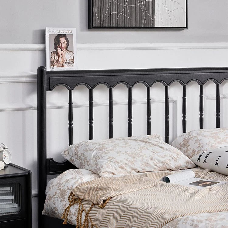 Stylish Red Oak Pine Bed Frame with Elegant Headboard – Perfect Blend of Comfort and Chic Design for Your Bedroom hsxz-2157