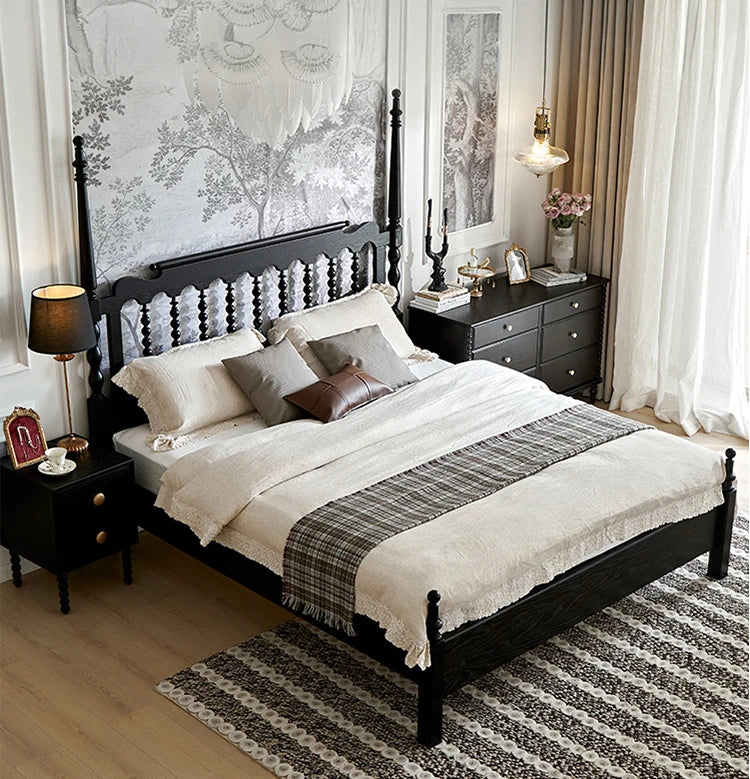 Stylish Red Oak & Pine Bed Frame - Modern Design for Your Bedroom Sanctuary hsxz-2159