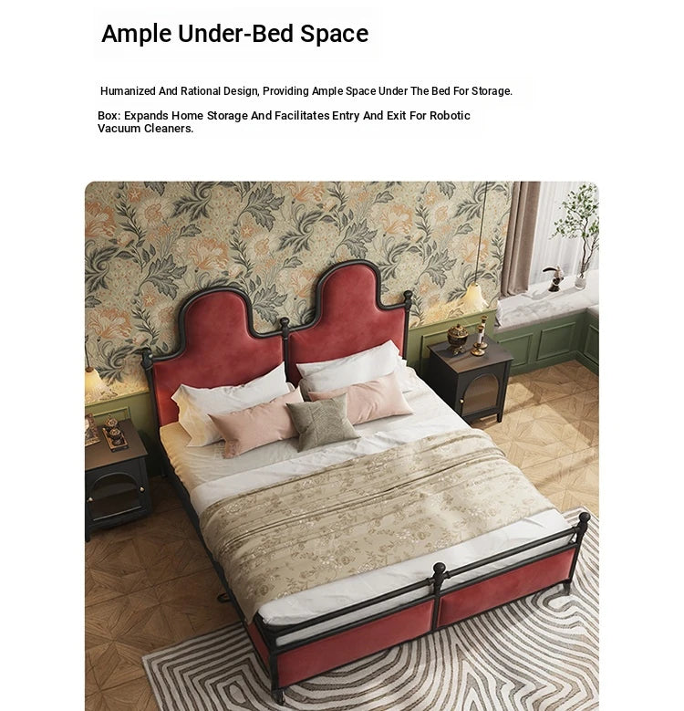 Elegant Ash Wood and Cherry Wood Upholstered Bed with Spacious Foam Mattress and Stylish Storage Drawers hsxz-2160