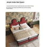Elegant Ash Wood and Cherry Wood Upholstered Bed with Spacious Foam Mattress and Stylish Storage Drawers hsxz-2160