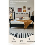Elegant Red Oak Solid Wood Bed with Suede and Foam Comfort - Modern Multi-Layer Design for Stylish Bedrooms hsxz-2162